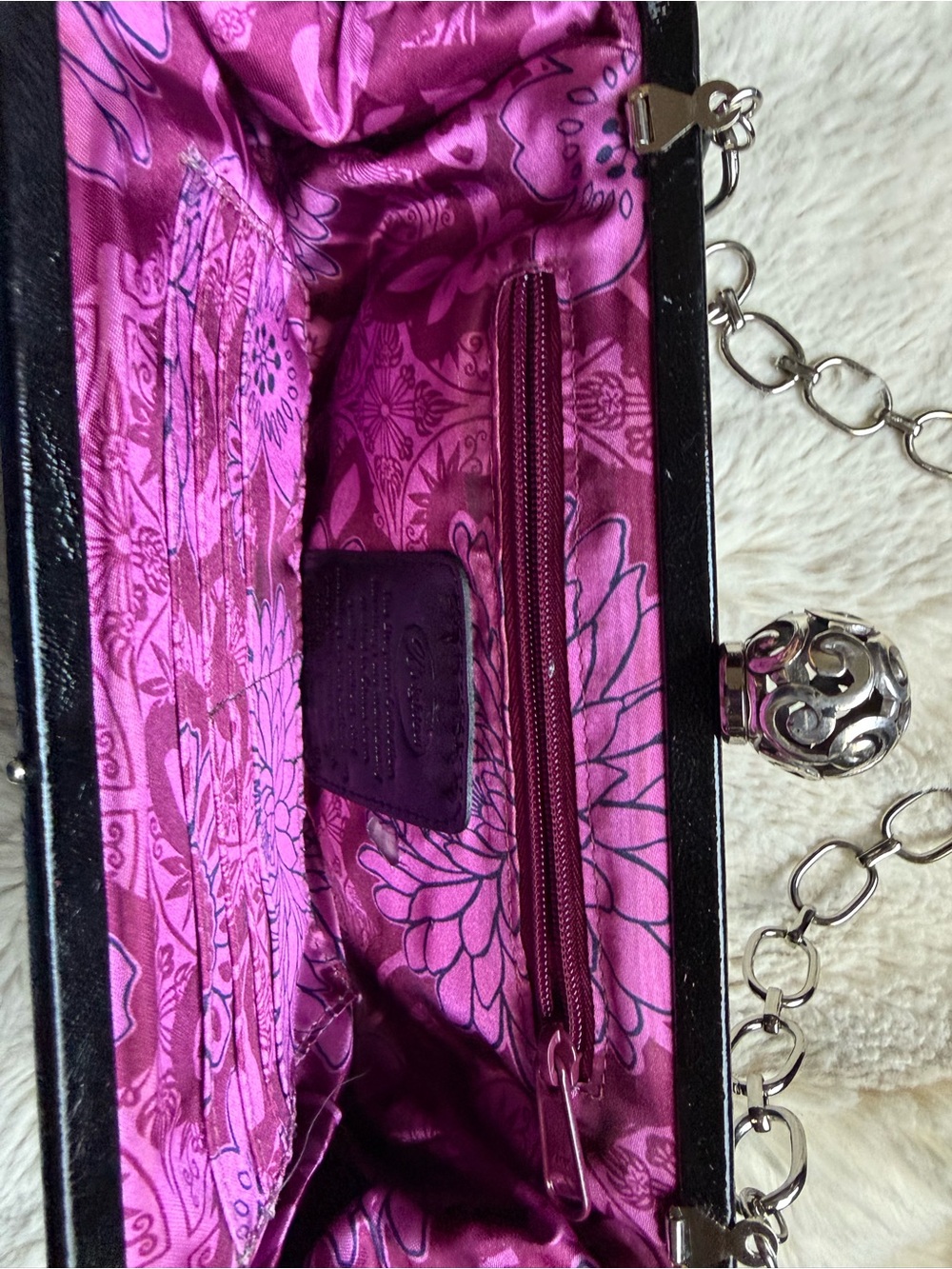 Brighton Great Preloved Condition Black Patent Leather Chain-Handle Women Clutch - Picture 5 of 5